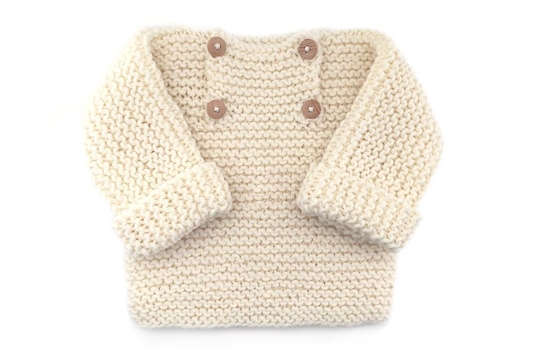 Garter Stitch Baby Sweater - [ EASY Pattern & Tutorial ]