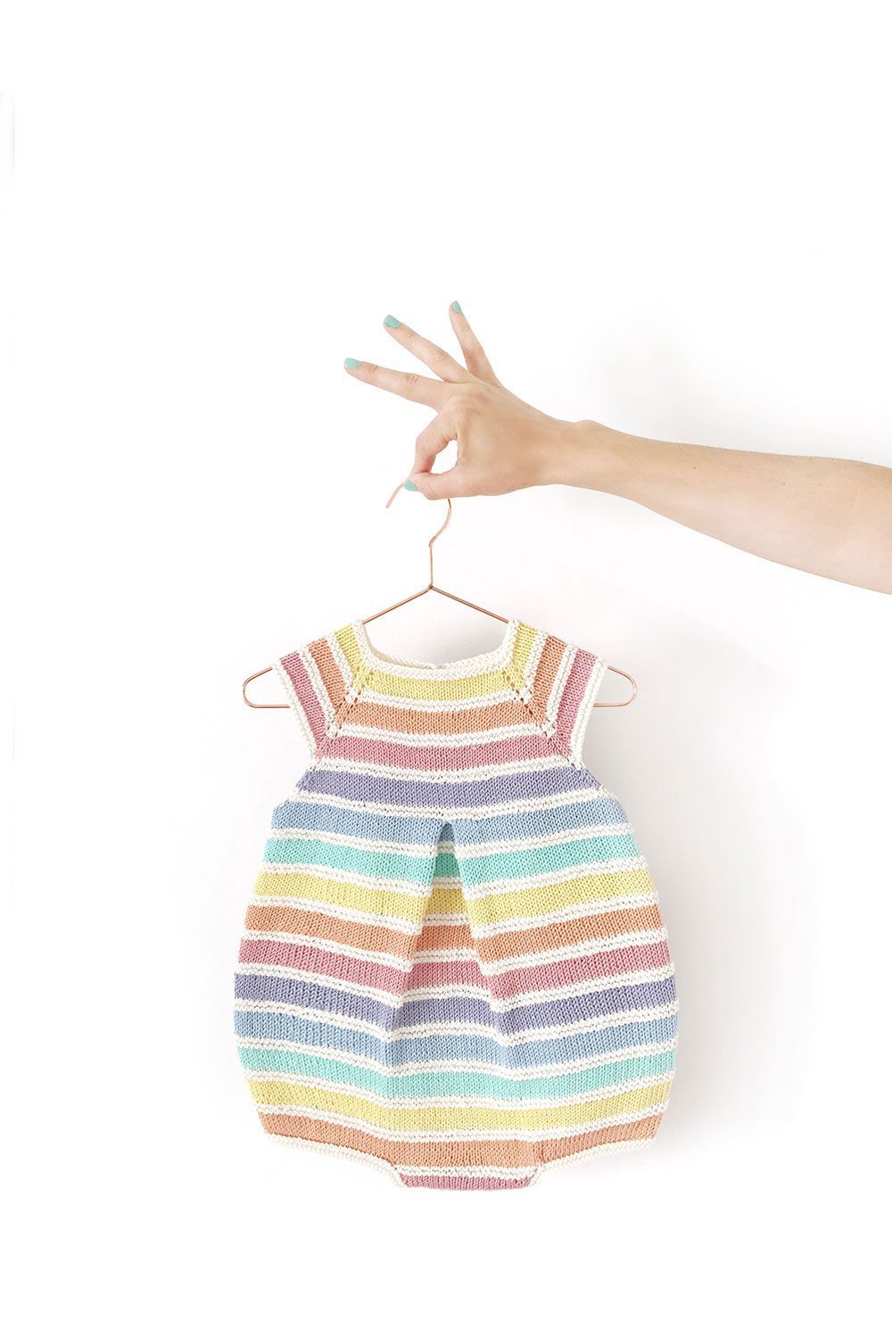 Knitted Rainbow Romper DIY Free Pattern & Tutorial